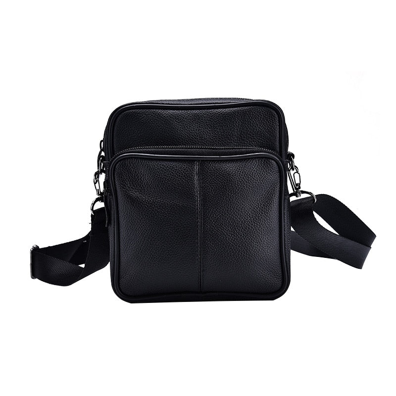 Fashion Real Genuine Leather Mini Crossbody Bag For Men Portable Men's Business European Style Messenger Shoulder Bags Black