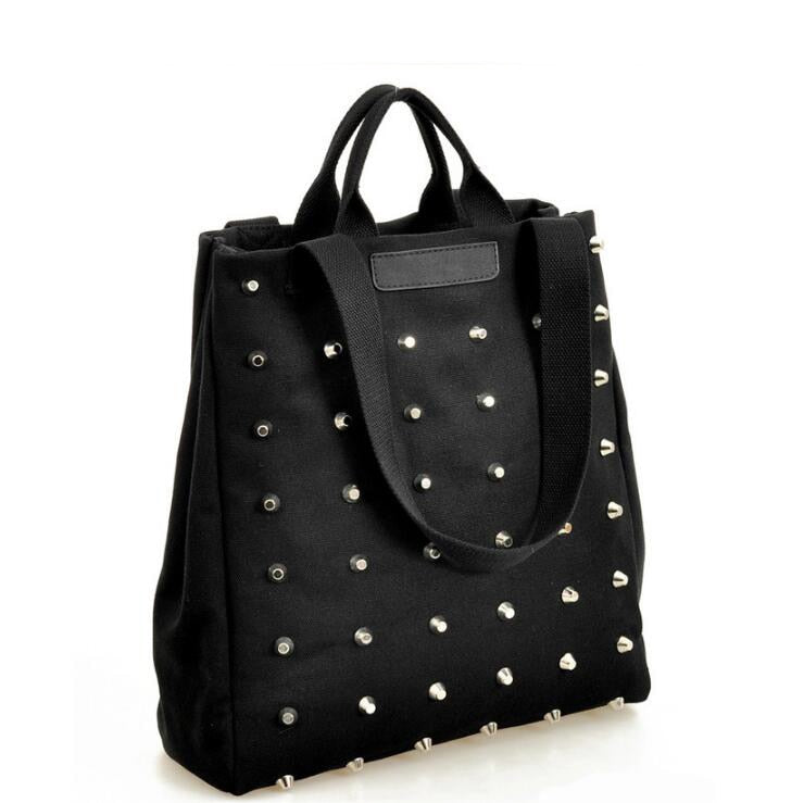 Fashion Rive Women Handbag Casual Canvas Shoulder Bags Female Tote Book Black Ladies Top-Handle Hand Bag Sac A Main XS-439