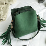 Fashion Scrub Women Bucke Bag Vintage Tassel Messenger Bag High Quality Retro Shoulder Bag Simple Crossbody Bag Tote