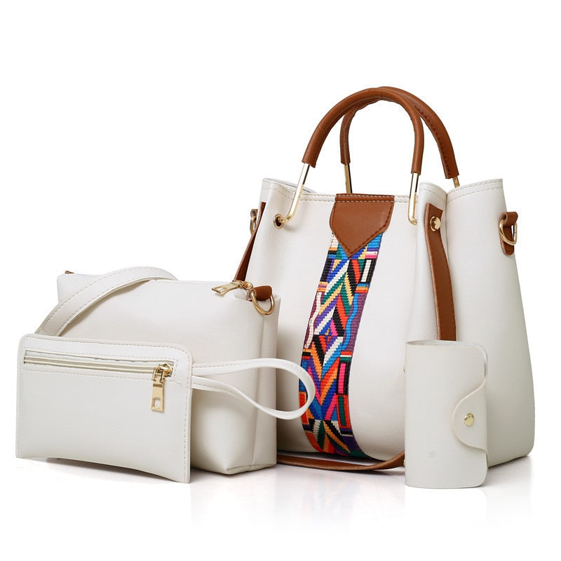Fashion Women Bag 4PCS Se Top-Handle Big Capacity Female Handbag Shoulder Bags Purse Clutch Ladies PU Leather Crossbody Tote