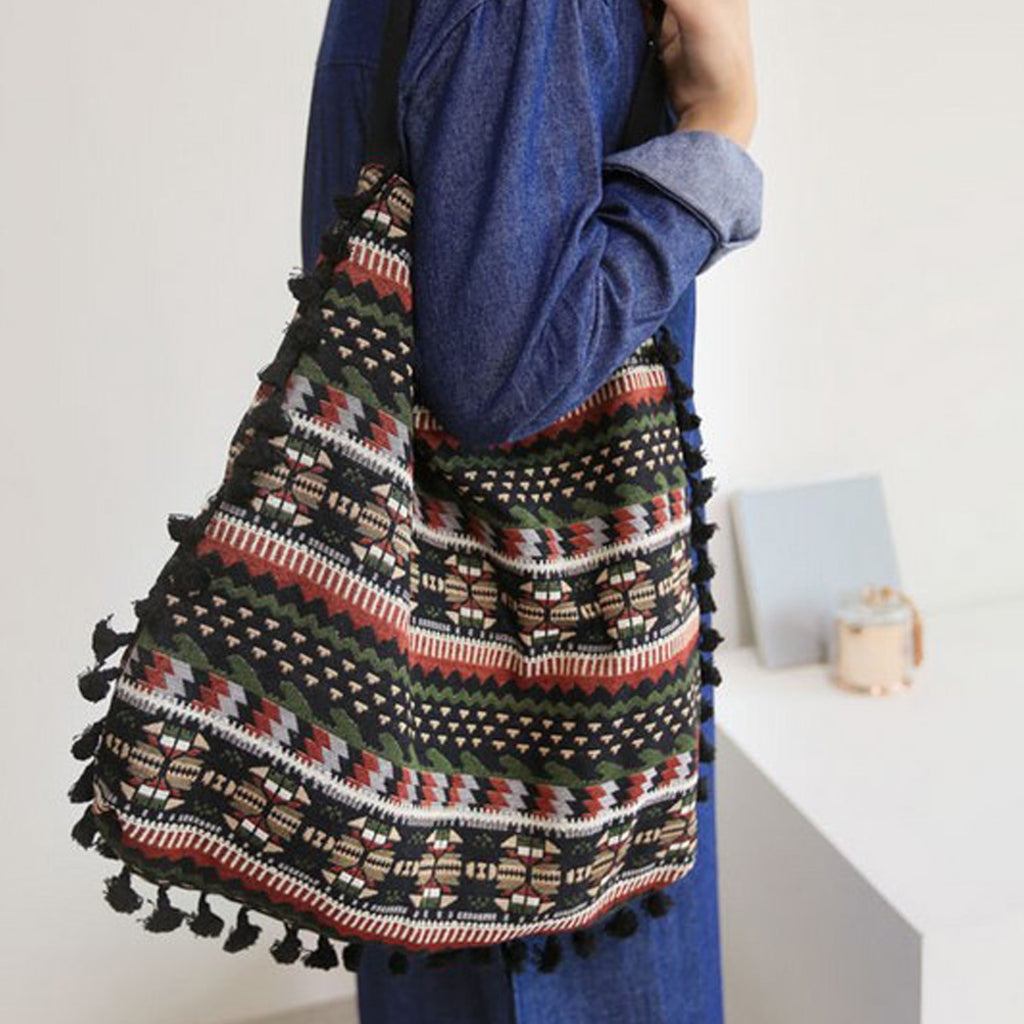 Fashion Women Bag Retro Style Cotton Linen Bag Female Single-Shoulder Bag With Tassel Design Foe Women Teenager Drop Shipping