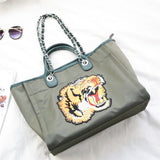 Fashion Women Bag Trunk Female Shoulder Bags Casual Ladies Hand Bags Cartoon Tiger Embroidery Bag Large Capacity B Feminina