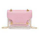 Fashion Women Brand Design Small Square Shoulder Bag Clear Transparen PU Composite Messenger Bags New Female Handbags