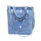 Fashion Women Denim Shoulder Bag Solid Color Zipped Handbag Ladies Girls Casual Vintage Jeans Crossbody Messenger Bags P