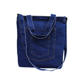 Fashion Women Denim Shoulder Bag Solid Color Zipped Handbag Ladies Girls Casual Vintage Jeans Crossbody Messenger Bags L