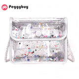 Fashion Women Girls PVC Clear Crossbody Handbags Stars Casual Party Sof Shoulder Bags Transparen Hasp Flap Solid Messenger Bag