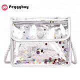 Fashion Women Girls PVC Clear Crossbody Handbags Stars Casual Party Sof Shoulder Bags Transparen Hasp Flap Solid Messenger Bag