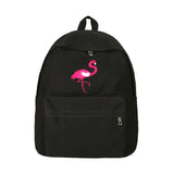 Fashion Women Harajuku Flamingo Embroidery Backpack Travel Backpack Scho Students Canvas Rucksack Popular