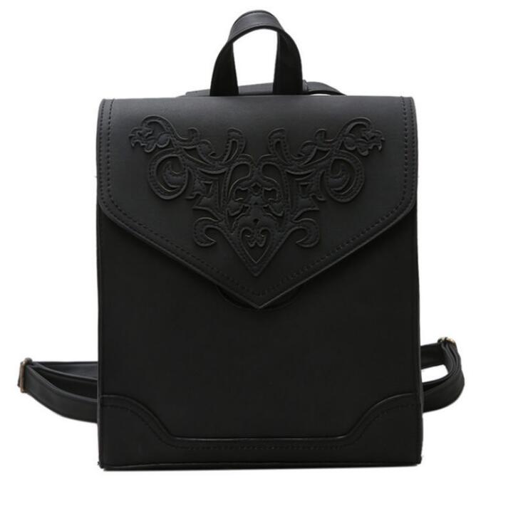 Fashion Women Leather Backpack Female Floral Bag Ladies Softback Character Embossing Backpacks Mochilas Mujer Scho Style Bag
