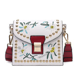 Fashion Women Leather Messenger Bag Embroidery Flower Handbag Ladies Small Crossbody Bags Women Brands Designers Shoulder Bags