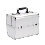 Fashion Women Portable Cosmetic Case Metallic Professional Large Capacity Multi-layer Design Aluminum Alloy Travel Make Up Box