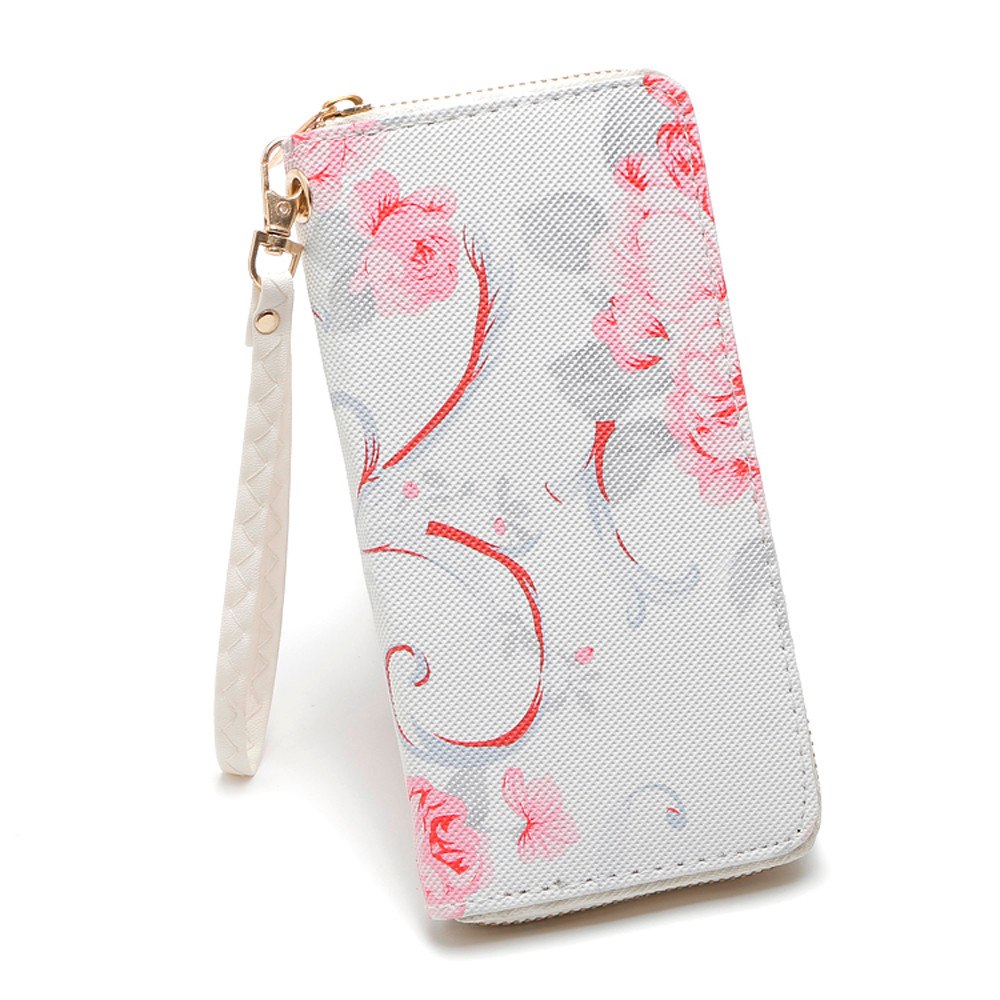 Fashion Women Purse Rose Flower Long Walle Coin Bag Purse Double Zipper clutch phone purse women carteira feminina New