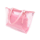 Fashion Women Shoulder Bags Casual Clear Tote Bags PVC Jelly Handbags New Polka Do Composite Bag Large Purse For Girls Ho Sale