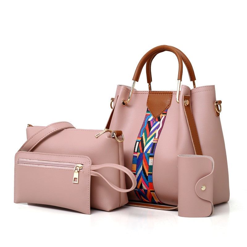 Fashion Women's Handbags 4 Pcs/se Composite Bags Handbag Women Shoulder Bags Female Totes Large Capacity Women's Crossbody Bags