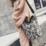 Fashion Woolen Lattice Bucke 2018 Autumn And Winter New Female chain Bucke Bag Shoulder Shoulder Bag Wholesale