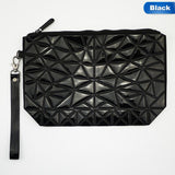 Fashion Wristle Clutch Bag Women Lattice Laser Bags Leather Ladies Clutch Bag Geometric Female Makeup Bag
