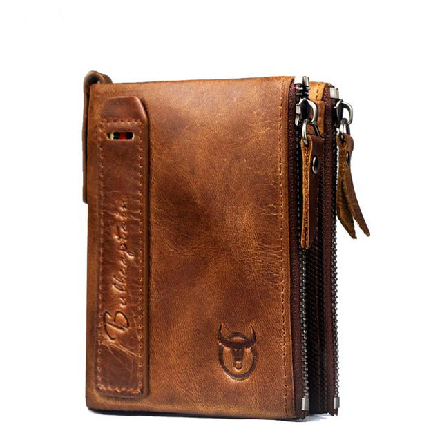 Fashion brand retro Genuine Leather men walle vertical section leisure folding multi-function license small money walle purse