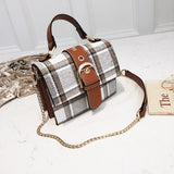 Fashion women's small handbag vintage female casual shoulder messenger bag plaid girl bag with chian office HUOBJU7