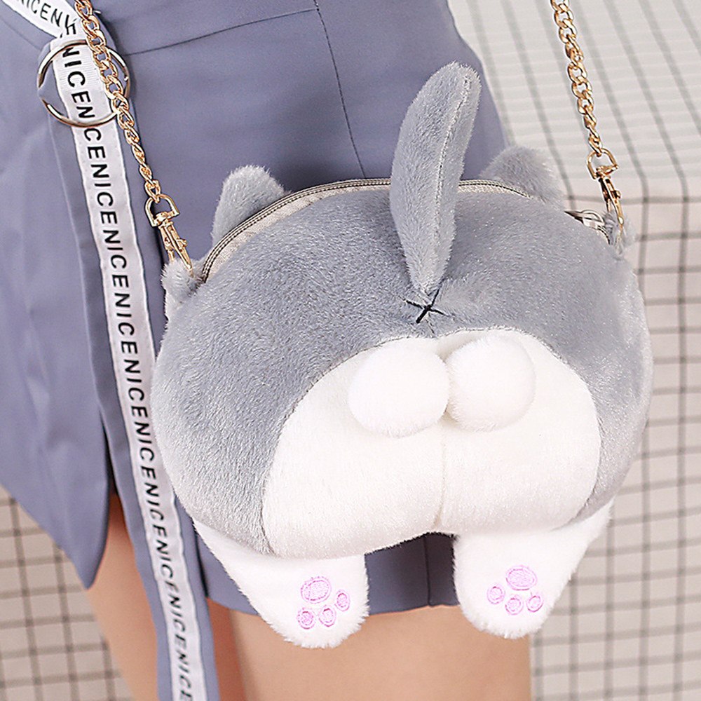 Fashion womens bag Cute Ca But Tail Plush Handbag Crossbody Shoulder Bags good quality Sac A Main