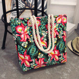 Fashionable Flower Printing Women Handbags Canvas Women Beach Bag Casual Shopping Tote Mummy Shoulder Bag  ping JXY820
