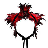 Feather Shrug Shawl Feather Fake collar Shoulder Wrap Cape Gothic Collar with Ribbon Ties Cosplay Costume Party scarf women