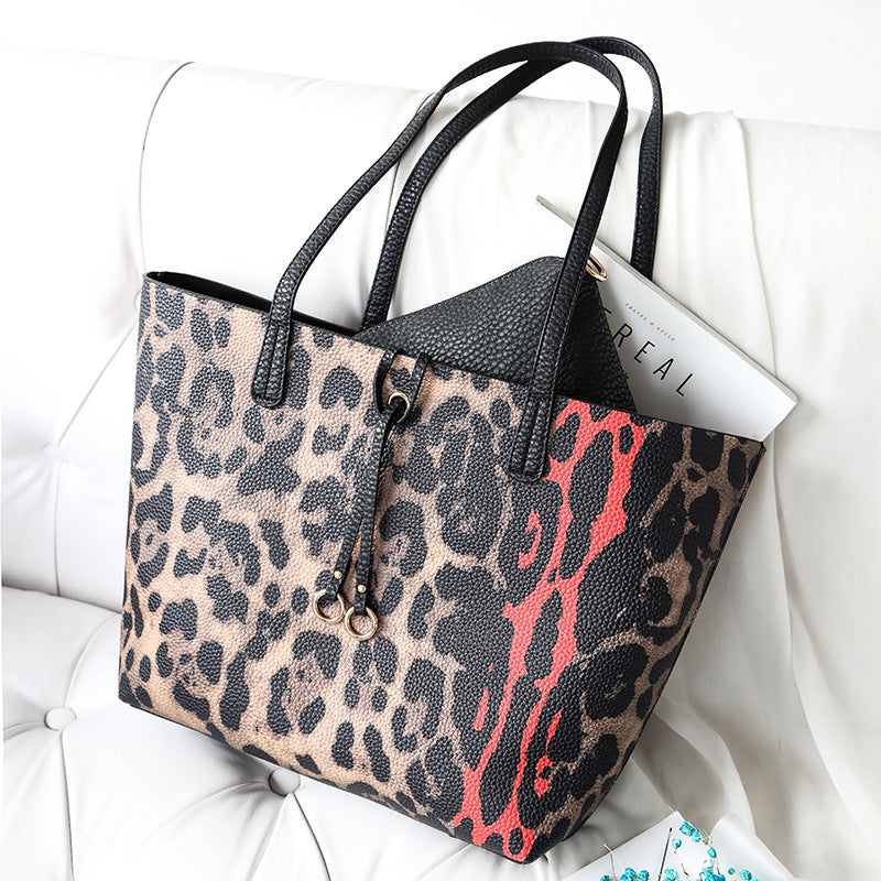 Female Large Capacity Composite Bag High-capacity Handbag European & American Fashion Leopard Handbags Shoulder Bag for Women