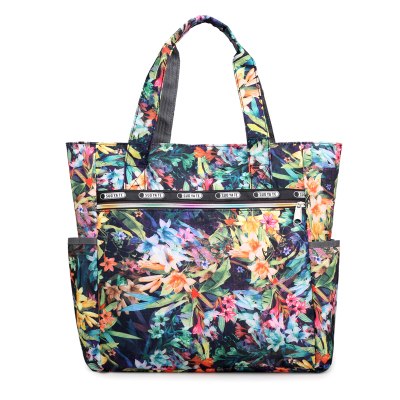 Floral Shopping Bag Waterproof Nylon Leightweig Handbag Large Capacity Printing Shoulder Bag Rural Style Women Leisure Bag