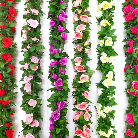 Flores artificiales de ratán para decoración del hogar, enredadera de 230cm para boda, jardín, Rosa falsa, cadena de mimbre, flores colgantes de seda para Festival