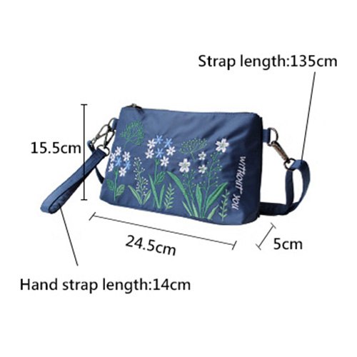 Brand Women Fashion Nylon Embroidery Small Shoulder Crossbody Bag Girls Teenage Portable Clutch Bag Wristlet
