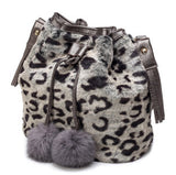 Fluffy bucke bag Winter New Single Shoulder Bag Fashion Messenger Bag ho Handbag women girl lady gif Leopard pattern C003