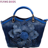 Women Denim Bags Swee Blue Rose purse High Quality Handbags With Diamond Ladies Tote Bag Messenger Bags LM3516fb
