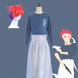 Food Wars Yukihira Souma Cosplay Costume Shokugeki no Soma Suit Tops Shirt Apron Scarf Red Wig Chef Cosplay Uniform for Men