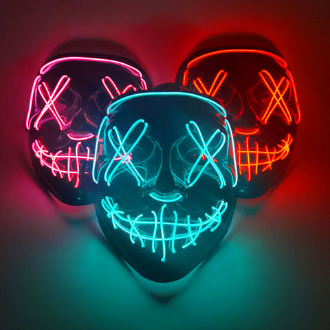 【】Cosmask Halloween Neon Mask Led Mask Masque Masquerade  Party Masks Light Glow In The Dark Funny Masks Cosplay