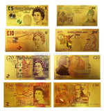 Full Set of UK Colorful UNC Commemorative Gold Banknote  5.10.20.50 British Pound Money Paper Detector