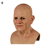Funny Mask Halloween Realist Creepy Wrinkle Old Man Latex Scary Full Head Helmet Man Woman Horror Cosplay Party Props