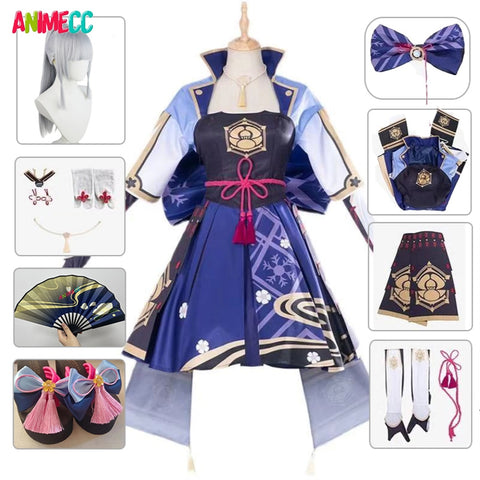 Game Genshin Impact Kamisato Ayaka Cosplay Costume Ayaka Kamisato Cosplay For Women Anime Dress Halloween Wig Shoes Outfit XL