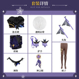 Game Genshin Impact Keqing Cosplay Costumes Genshin Impact Halloween Ke Qing Ponytails Mixed Purple Cosplay Halloween Cute