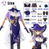 Game Genshin Impact Lisa Witch of Purple Rose Cosplay Costume The Librarian Sexy Dress Bodysuit Halloween Party Suit NEW