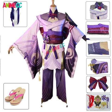 Game Genshin Impact Raiden Shogun Baal Cosplay Costume Halloween Party Dress for Women Girls Full Set for Girls Wigs and Shoes