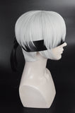 Game YoRHa No.9 Character 9S Wig Silver White Heat Resistant Synthetic Hair Perucas Cosplay Wig + Wig Cap