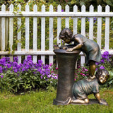 Garden Pumping Water Little Boy Girl Fountain Resin Statue Outdoor Yard Landscape Pool Decor Cute Home Desktop Ornaments Statue