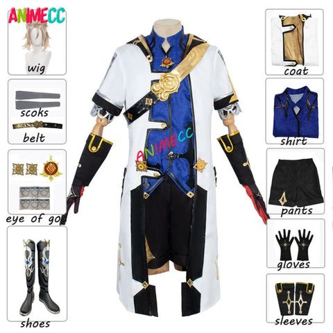 Genshin Impact Albedo Cosplay Costume For Men Women Uniform Shoes Boots Wig Cosplay Anime Game Halloween Party Christmas Costume