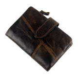 Genuine Leather Unisex Wallets Designer Luxury Brand Zippers Hasp Vintage Walle Oil Wax Cowhide Clutch Purses