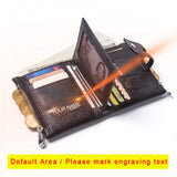 Genuine Leather Walle Unisex Fashion Purses Exclusive service Engraving Dropshipped For Gif Brand Design Wallets CONTACT'S