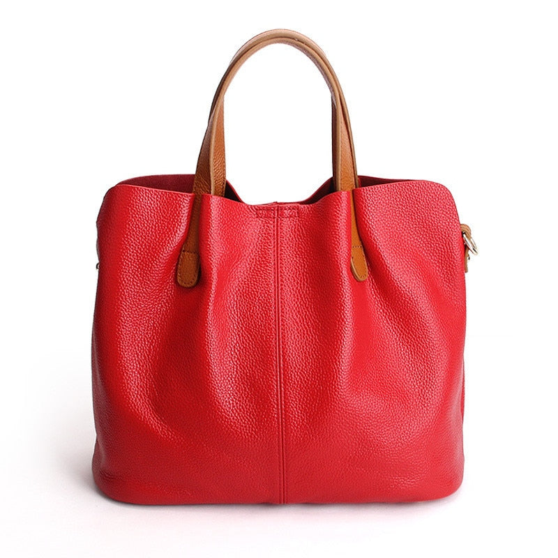 Genuine Leather handbags layer cowhide litchi grain women handbags fashion Portable shoulder messenger bags composite bags