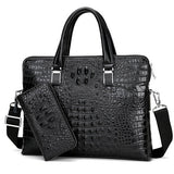 Genuine leather men briefcare brand high quality business handbags real leather alligator pattern men laptop bag with wallet