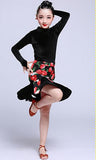 Girls Mermaid Latin Dance Skirt Ballroom Salsa Tango Skirts Kid Child Velvet Split Latin Dance Dress With Leotard And Skirt