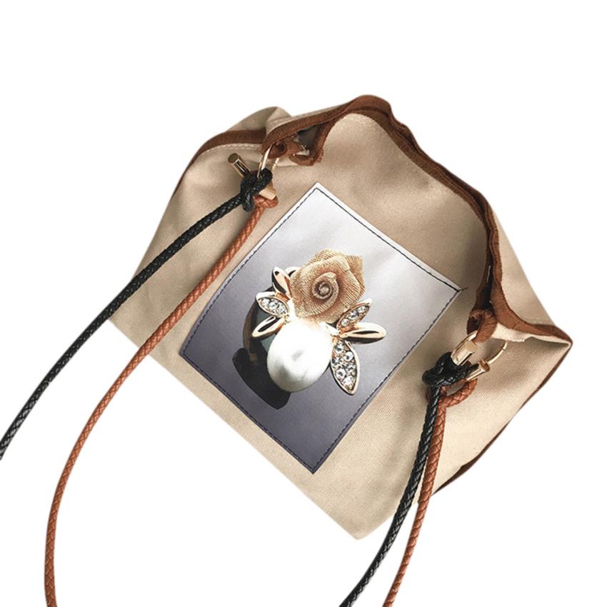Girls Retro Handbag Female Casual Simple Bag Printing Canvas Shoulder Bag Unique Shopping Bag Bolsas Femininas @6106