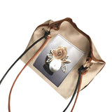 Girls Retro Handbag Female Casual Simple Bag Printing Canvas Shoulder Bag Unique Shopping Bag Bolsas Femininas @6106
