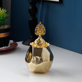 Gold Plating Incense Burners Ceramic Censer Ramadan Decoration 2022 Ornaments Aromatherapy Stove Creativity Diamond Polygon Home